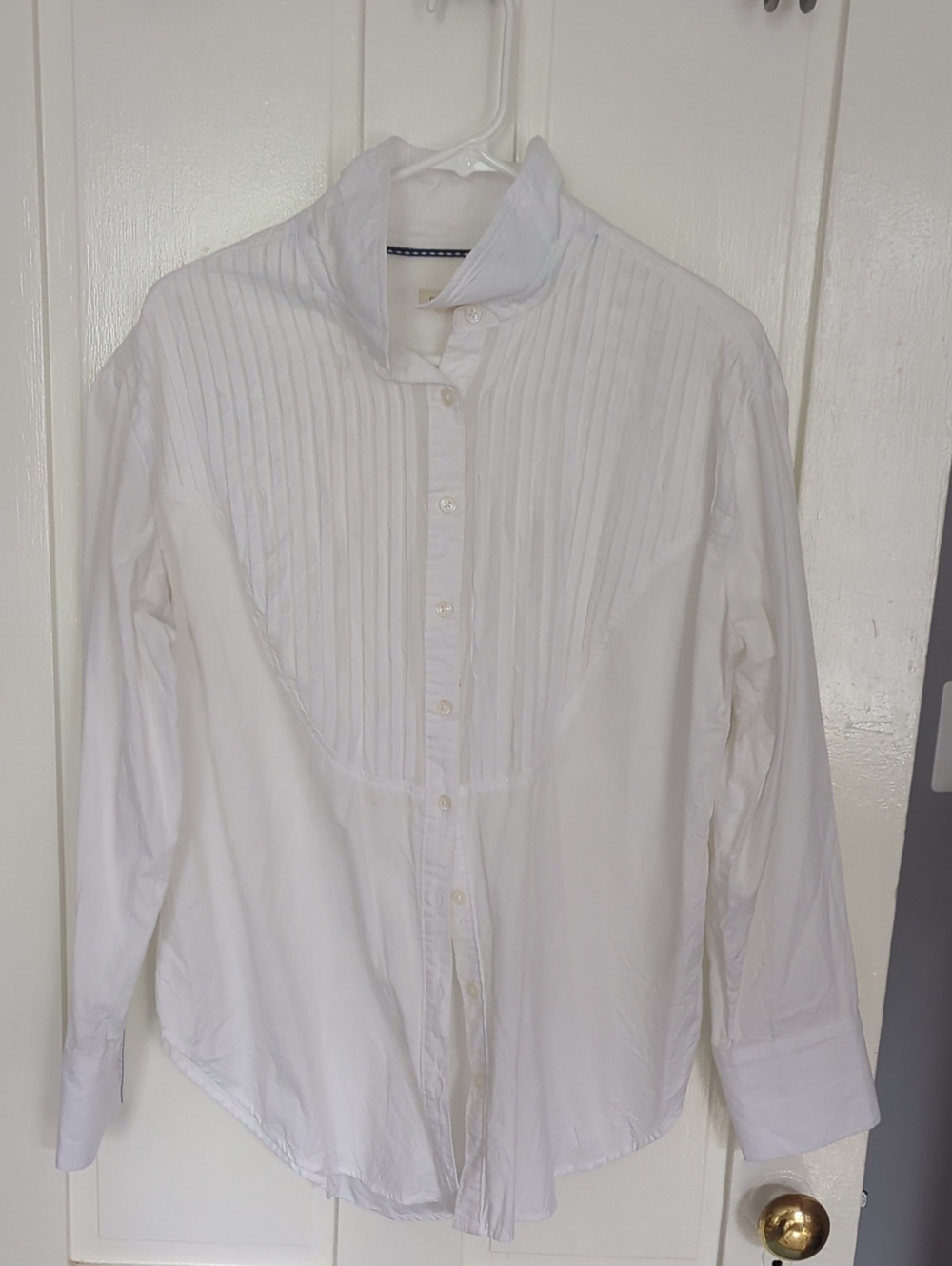 Pilcro Anthropologie White Pintuck Button-Front Collared Shirt